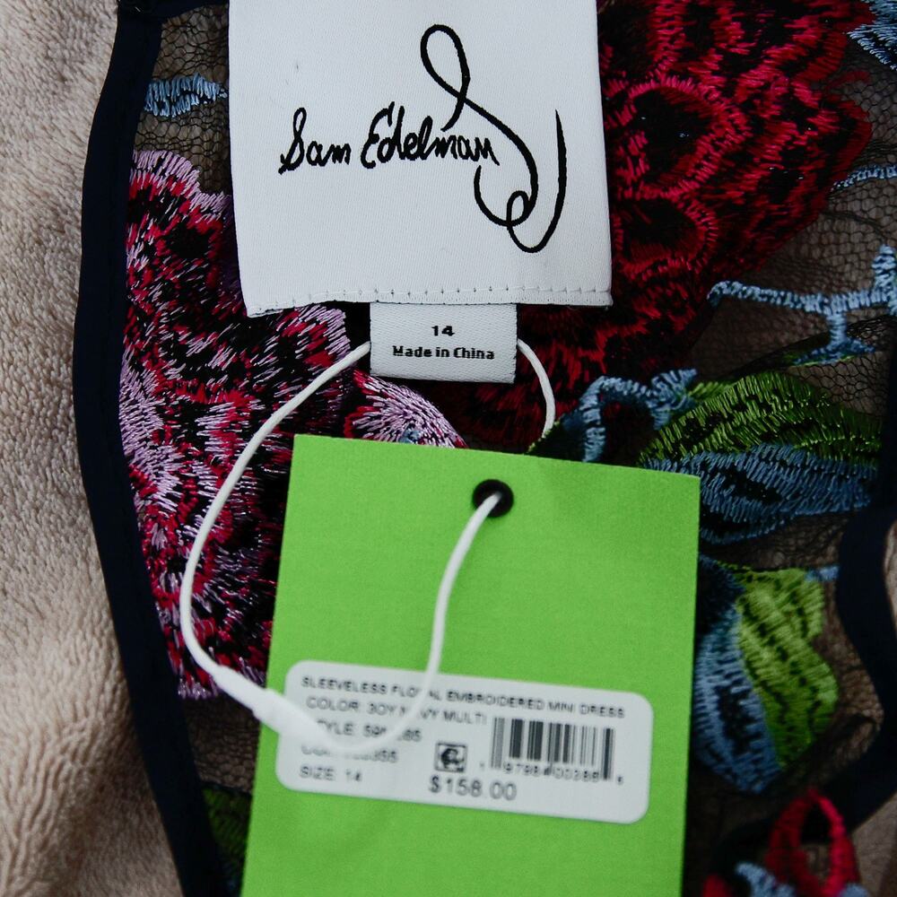 SAM EDELMAN Botanical Embroidered Sleeveless sheath Dress size 14 L NWT - Picture 9 of 11